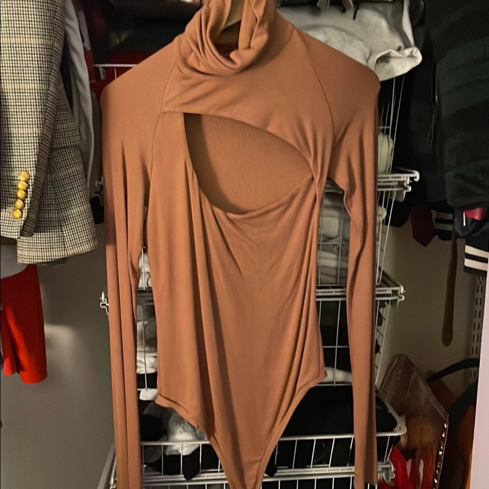 ALIX NYC Camel Elegant Cutout Bodysuit
